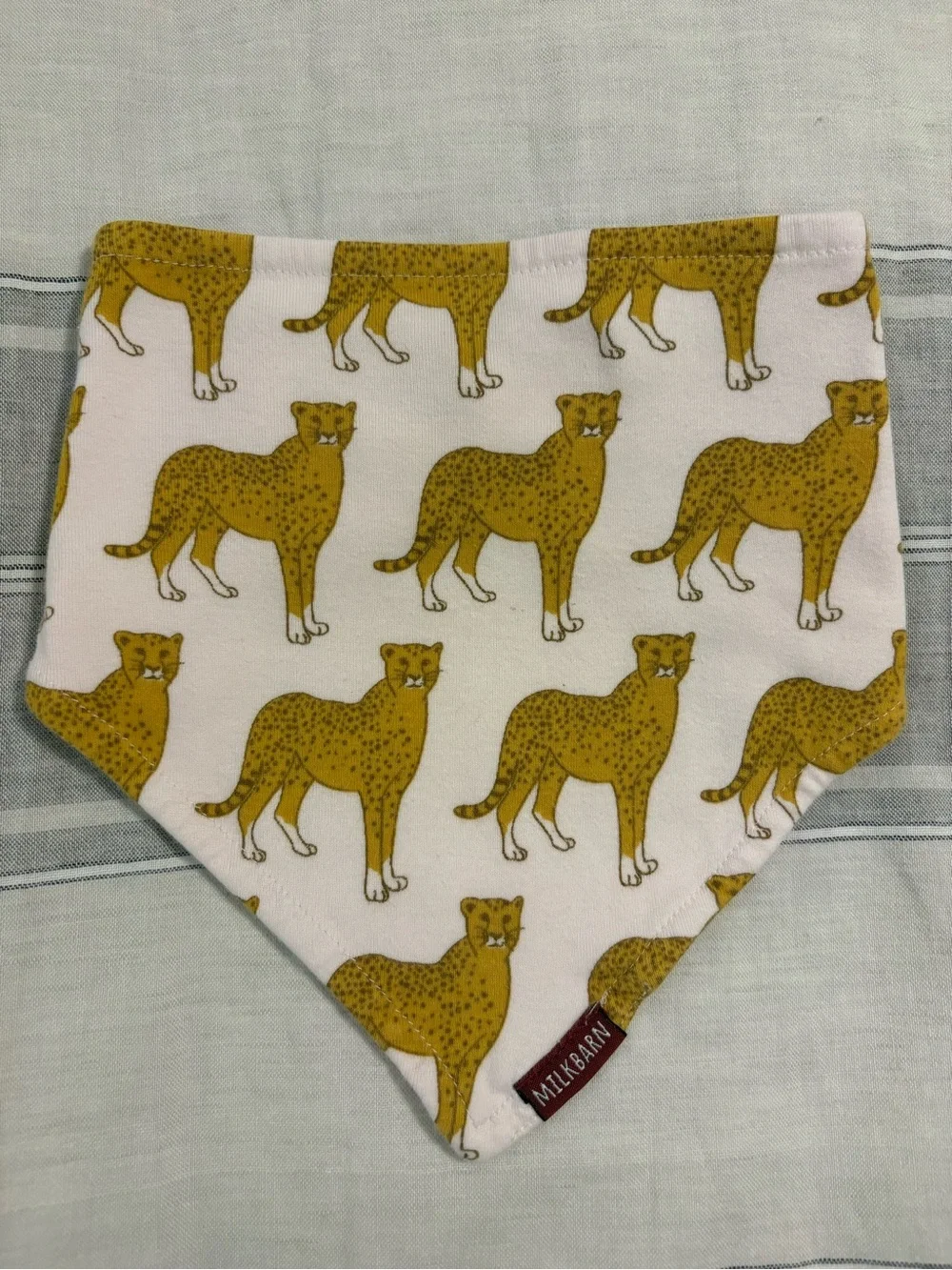 Milkbarn Cheetah Bamboo Three-Layer Kerchief Bib - Soft Pink and Yellow